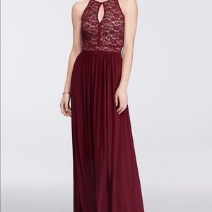 Wine colored floor length bridesmaid/formal gown